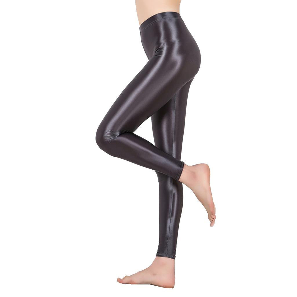 Women Shiny Metallic Stretchy Leggings Skinny Pants Gym Yoga Dance Running Cycling Sports