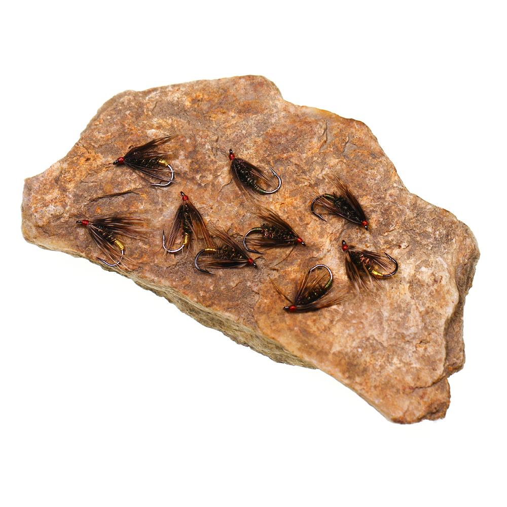 6PCS 12# Peacock Soft Hackle Copper Wire Wet Fly Nymph Rib Artificial Insect Baits Trout Bass Grayling Fishing Lures