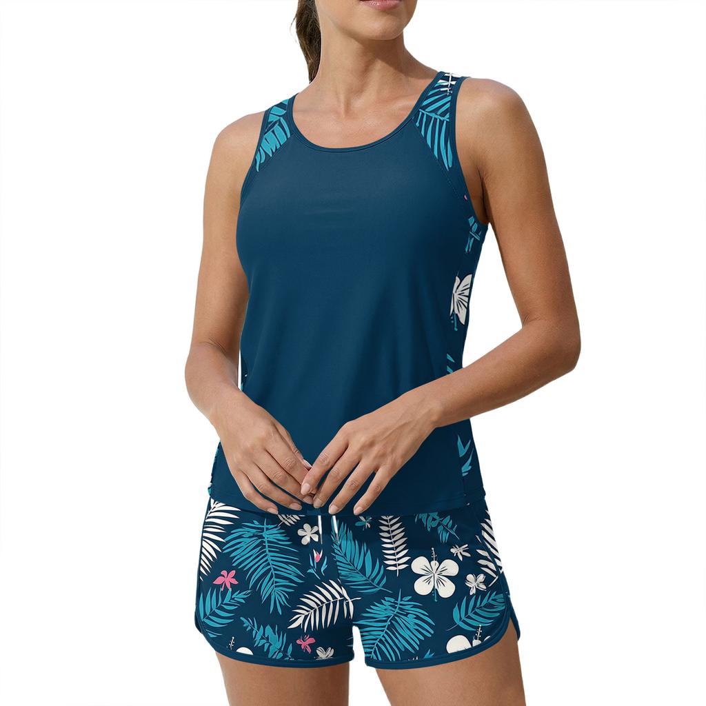 Women's Hawaiian Print Split Swimsuit Sport Swimsuit