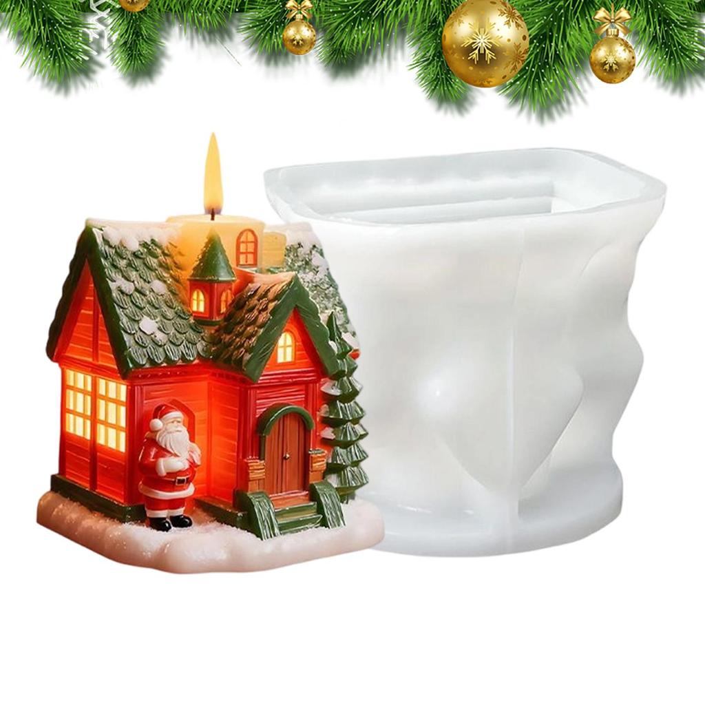 Christmas Candle Molds Holiday House Mould 3D Silicone Mold for Resin Casting Christmas Making Home Decor Holiday Crafts