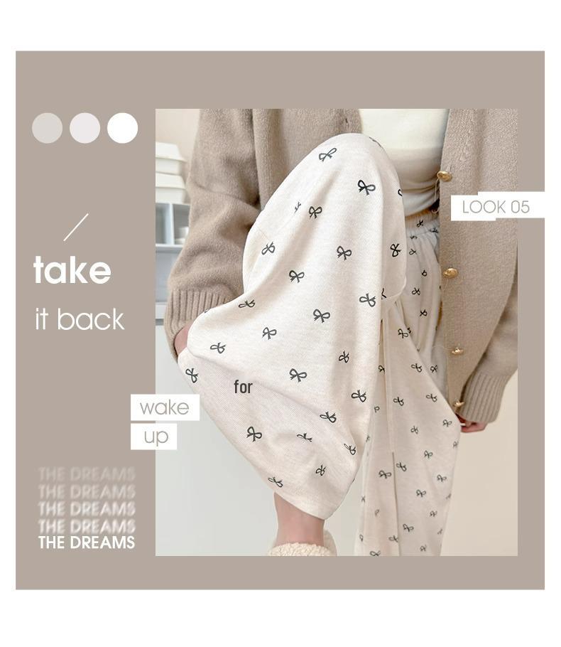 Pantaloni Petite a Vita Alta a Gamba Larga Snellenti per Donna - Dettaglio Fiocco, Stile Primavera & Autunno, Adatti per Altezza 145cm