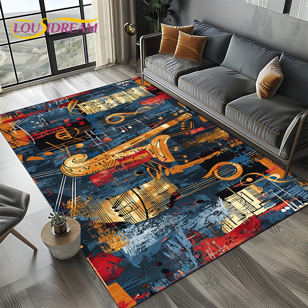 Note Music Colorful Musical Score Cartoon Dream Carpet Rug for Living Room Bedroom Home Sofa Decoration,Kid Non-slip Floor Mat