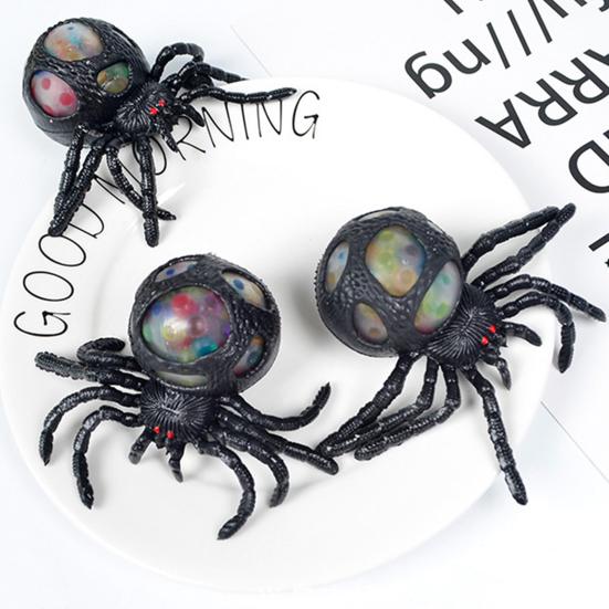 Spider Squeeze Toy Realistic Stress Relief Fidget Toy Soft TPR Toy with Colorful Beads Inside Prank Fun Halloween Gifts