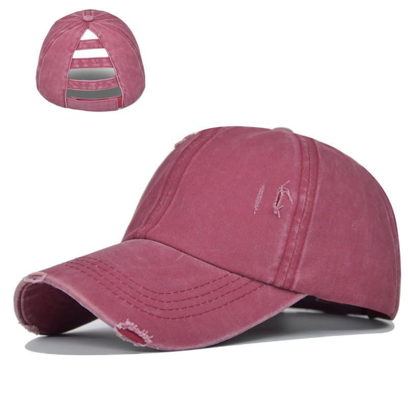 Tongue Cap Duck With Holes Ponytail Washed Baseball Cap Net Cap Cotton Material