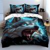 Glowing Blue Furious Wolf Duvet Cover Set With 3D Printing Design Soft Polyester Bedding Set All-Season Comfort Machine Washable