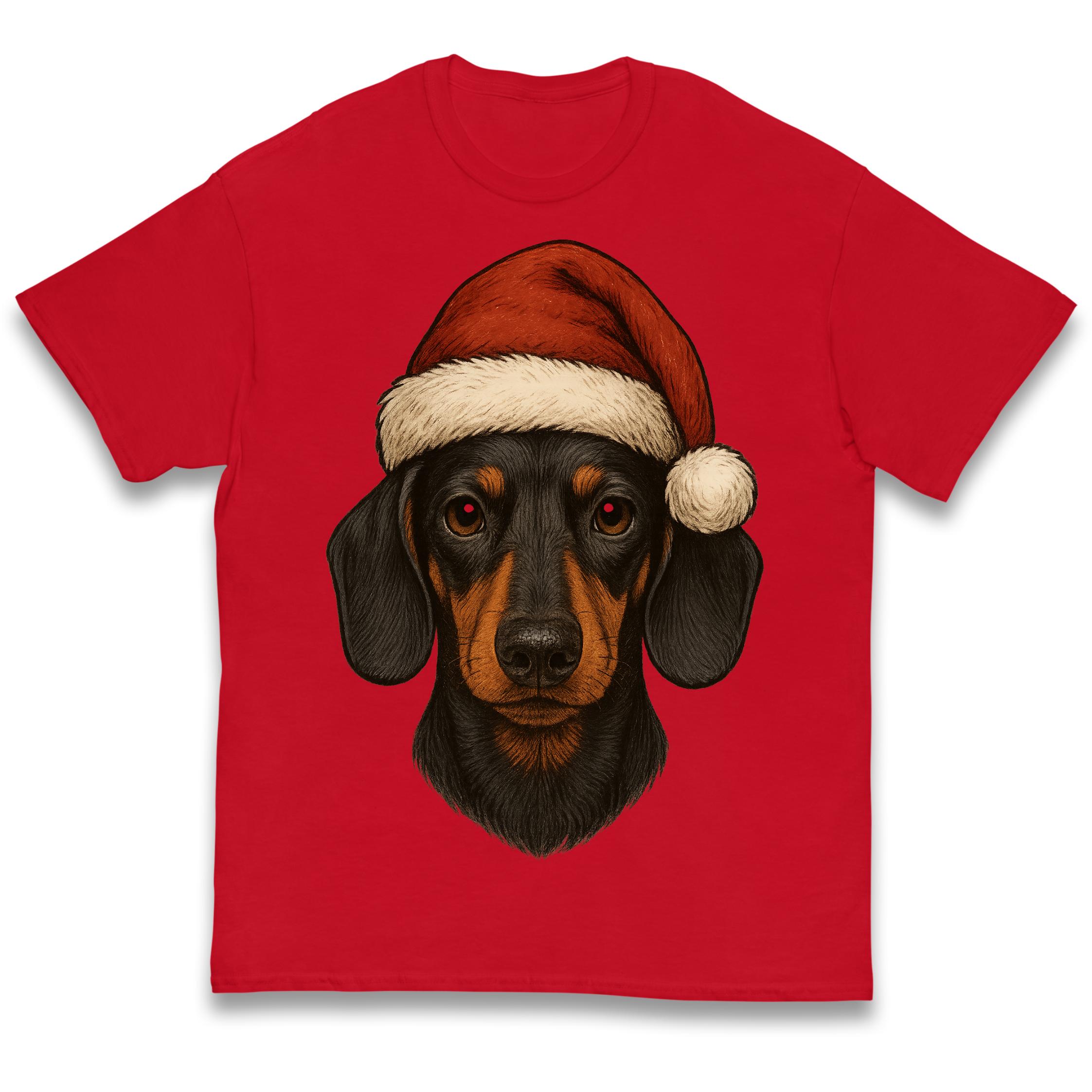 Sausage Dog Face Christmas Kids T Shirt 150