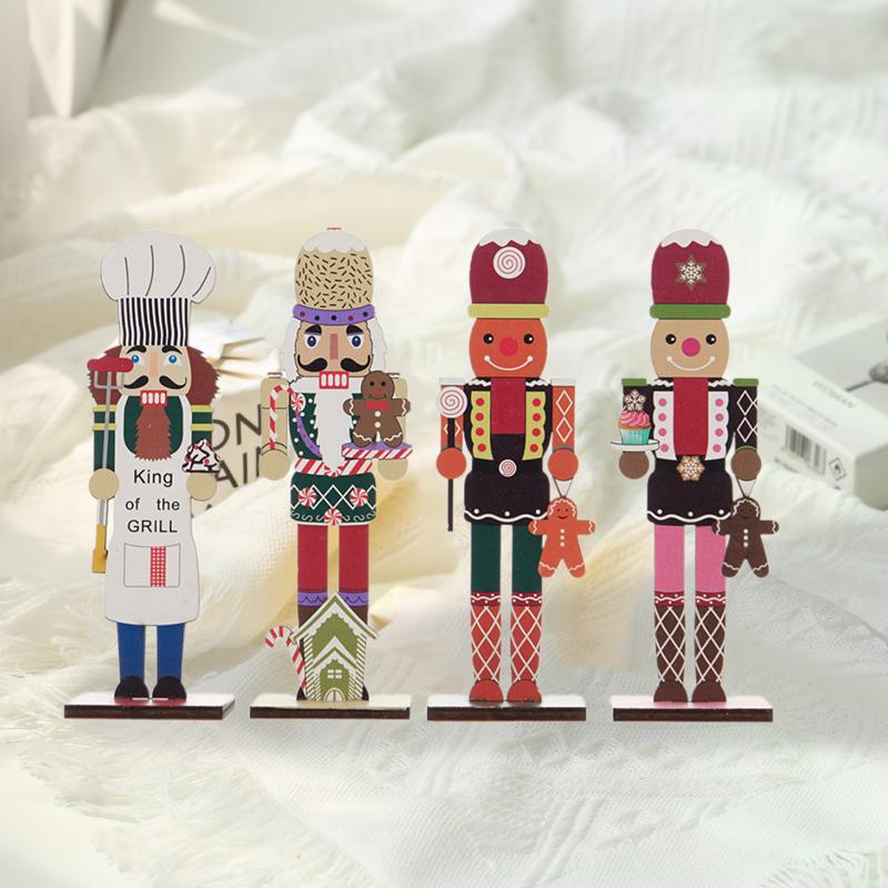 4pcs Wooden Nutcracker Soldier Pendant Xmas Tree Hanging Ornament Christmas Decoration For Home Natal New Year Gift