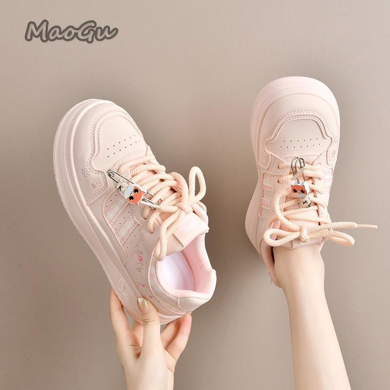 Fashion Thick Sole Women's Vulcanize Shoes Cute Cat's Paw Flat Lace Up Sneakers Korea Style Chic Ladies Casual Shoes School Walking