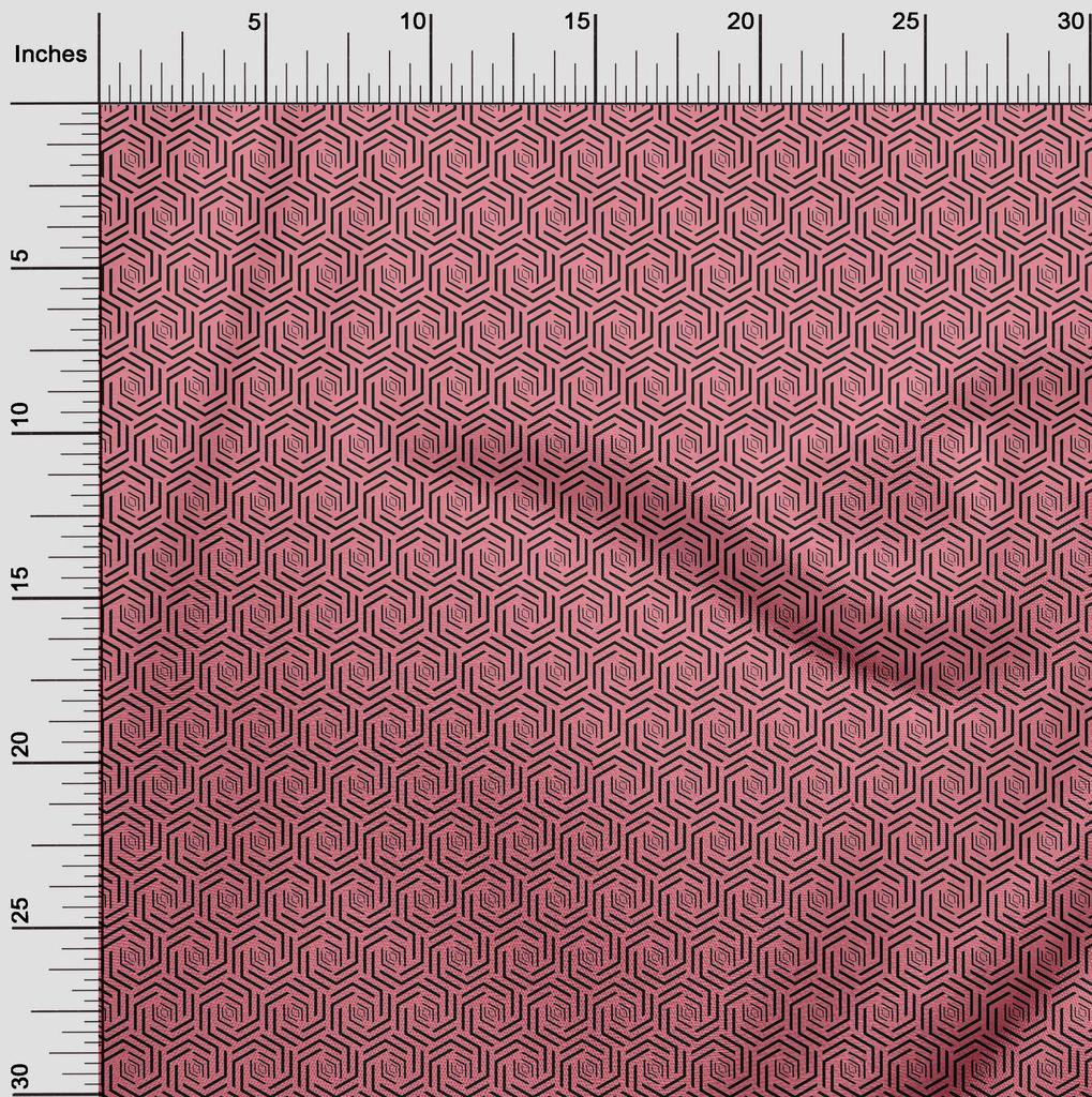 oneOone Cotton Flex Light Pink Fabric Geometric Lines Heptagon Sewing Craft Projects Fabric Prints By Yard 40 Inch