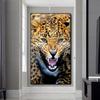 Leopard Painting On Canvas Big Cat Posters and Prints Animal Wall Picture Hand-Printed Wall Art for Living Room Entrance Decor