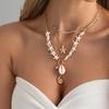 Boho Starfish Scallops Pendant Necklace for Women Ocean Seahorse Pearl Metal Chain Choker Beach Party Aesthetic Jewelry Gifts