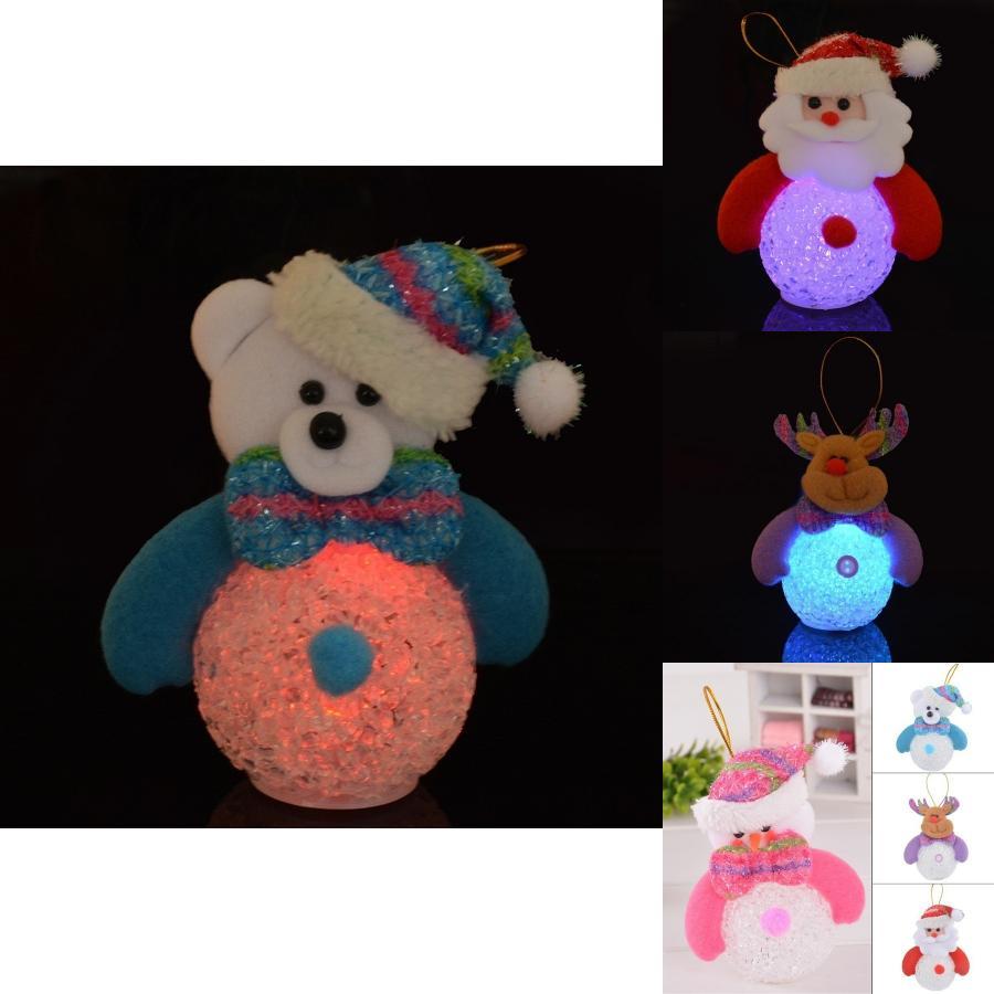 Exquisiter weihnachtlicher Leuchtanhänger mit Weihnachtsmann, Schneemann, Bär und Elch, Augenlaterne, Schneemann-LED-Nachtlicht