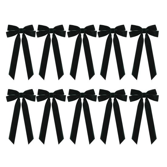 10 Pcs Velvet Christmas Bows 5" X 10" Vintage Ribbon Bow Christmas Tree Ornaments Rustic Crafts Gift Bows for Tree Wreath Garland Holiday Decor