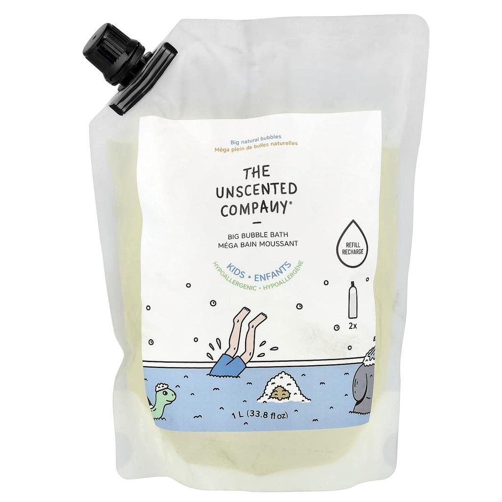 The Unscented Company, Kids, Big Bubble Bath, Refill, Fragrance Free, 1L (33.8fl Oz)