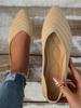 Women's Knitted Cross-Strap Flat Shoes - Breathable, Pointed Toe, Spring/Summer/Autumn