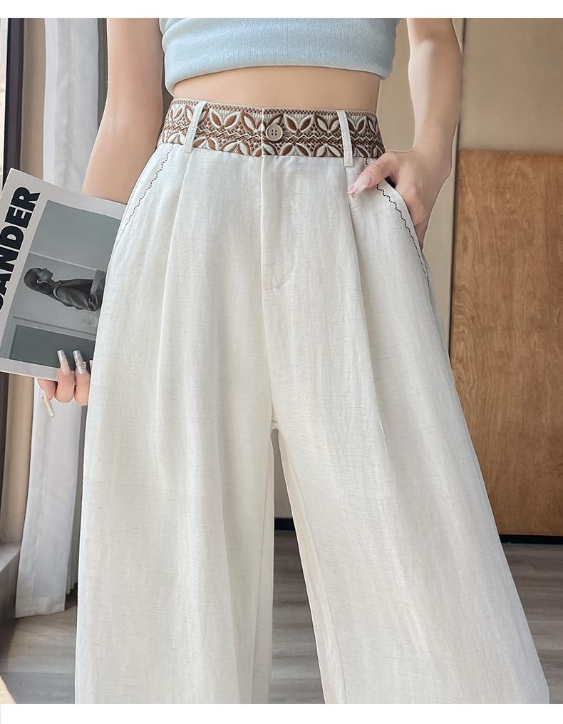 Women's Summer Tencel Linen High-Waist Wide-Leg Pants