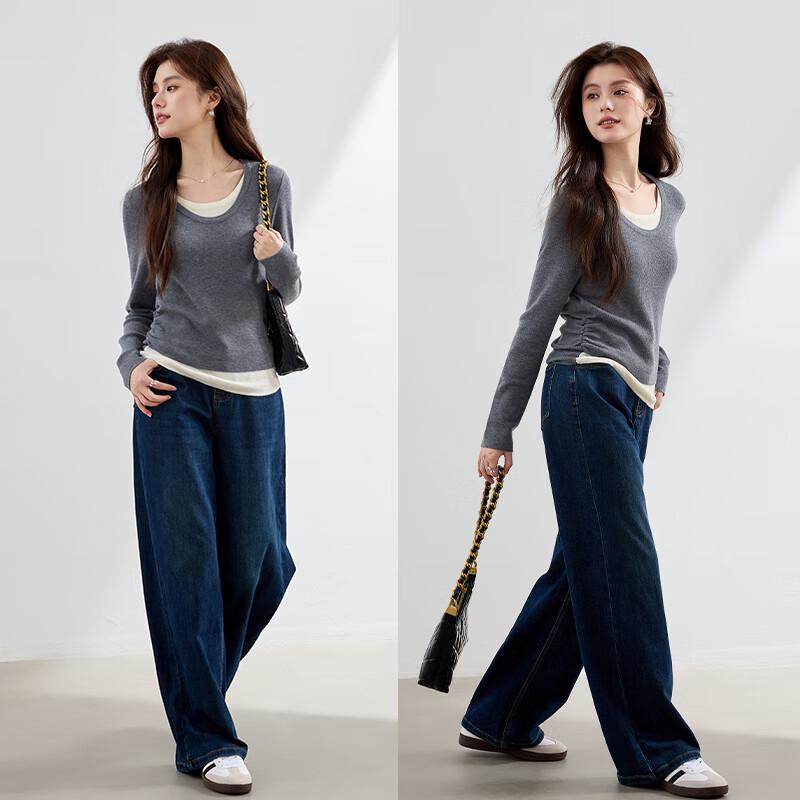 VICTORIA&VERA Women's Wool-Blend Faux Two-Piece Knit Top V9016S05