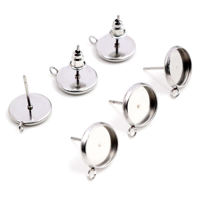 ( Kein Verblassen ) 6mm 8mm 10mm 12mm 20 Stück Edelstahl Vertikal hängende Ohrstecker, Ohrstecker Rohling/Basis, Passend für 6-12mm Cabochons,