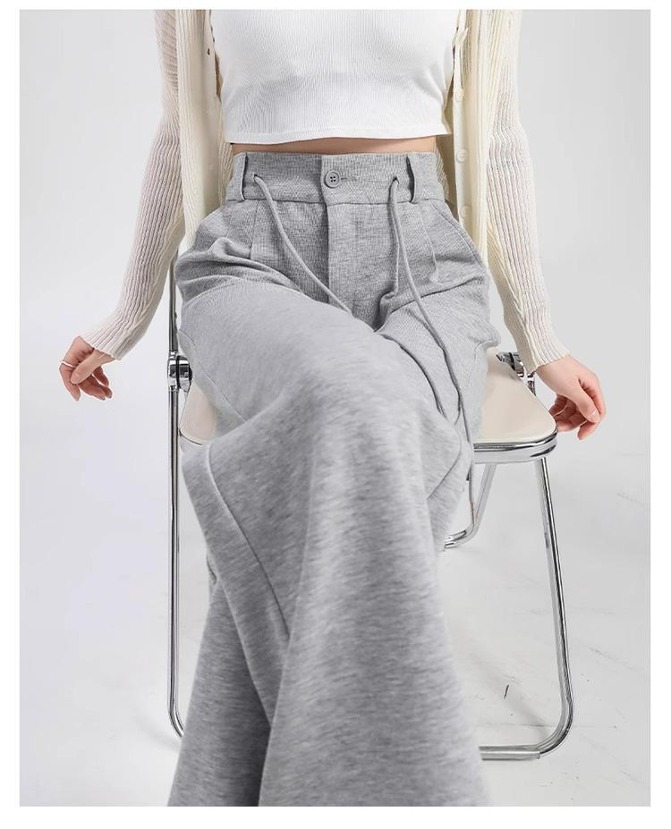 

Women s High Waist Slim Fit Drawstring Wide Leg Pants - Spring/Autumn Sports Casual XS (60-79 lbs)