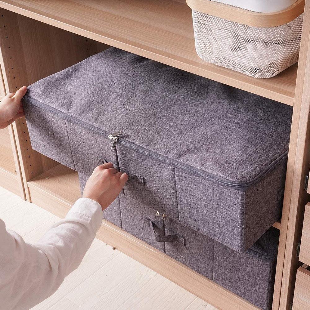 Under Bed Storage Container Closet Organizer With 3 Handles Sturdy Foldable Clothes Storage Bin Thick Fabric Blanket Storage Bag