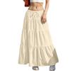 Women's Drawstring High Rise Midi Skirt Tiered Ruffle Maxi Skirt Casual Summer Long Skirt