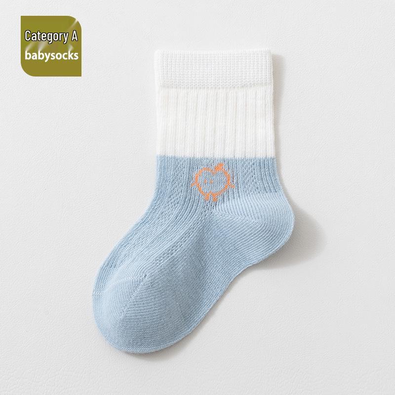 Class A Cotton Baby Socks - Breathable, Seamless, Loose Cuff, Mid-Calf Mesh for Newborns