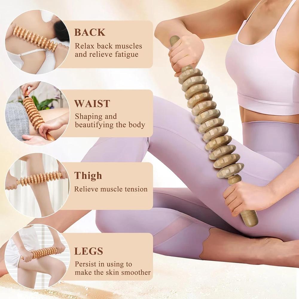 1 Stück Holz-Faszien-Massagegerät für Cellulite-Lösung, Muskelkaterlinderung, Körper-Rücken-Massagegerät-Stab, Triggerpunkt-Therapie