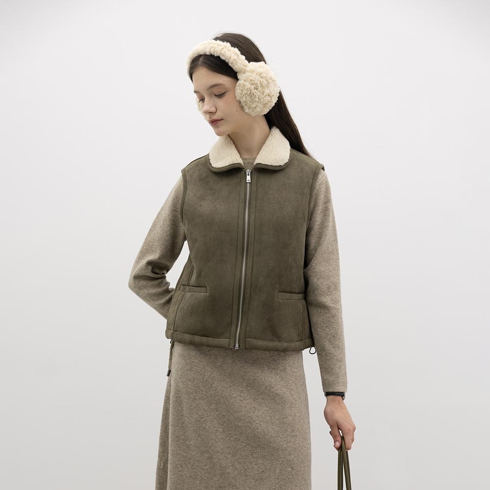 WEDNESDAY DELIGHT Wd_Nomad Fleece Mustang Vest_Khaki