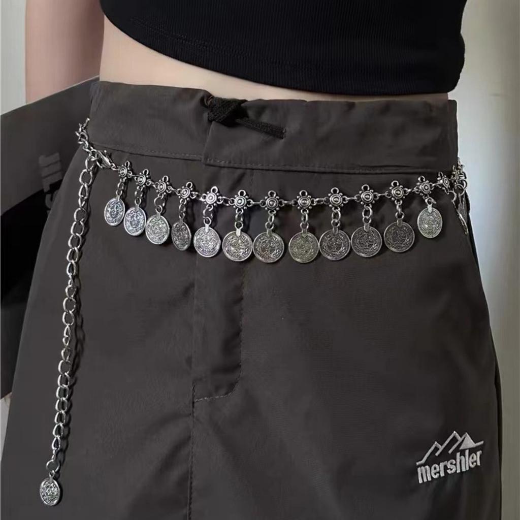 Y2K Style Waist Chain For Women Fashion Metal Pendant Belt Short Skirt Pants Decorative Chain Girls Trendy Body Decoration Chain