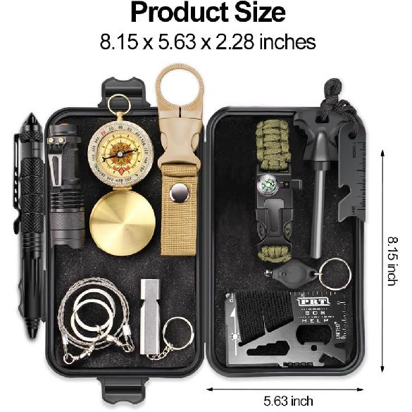 EMDMAK Gifts for Men Dad Husband Boyfriend, Survival Gear and Equipment 15 In 1, Outdoor Emergency Survival Kit, Camping Hunting Fishing Christmas
