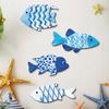 4Pcs Vintage Beach Wall Decor Nautical Coastal Wooden Fish Wall Art Ocean Style Fish Sculpture Lake House Hanging Decoration for Bathroom Bedroom