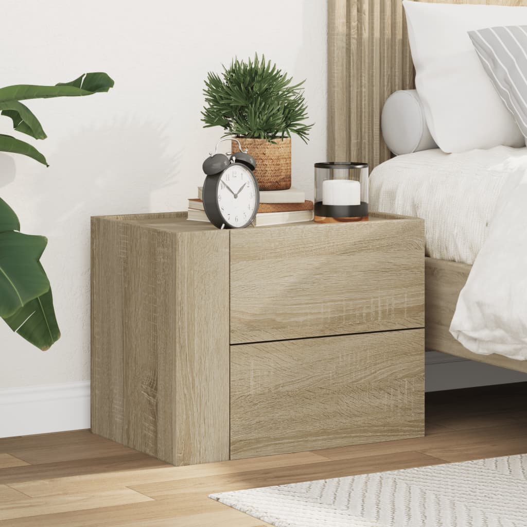 Wall Mounted Nightstand Sonoma Oak 45 X 30 X 35 Cm