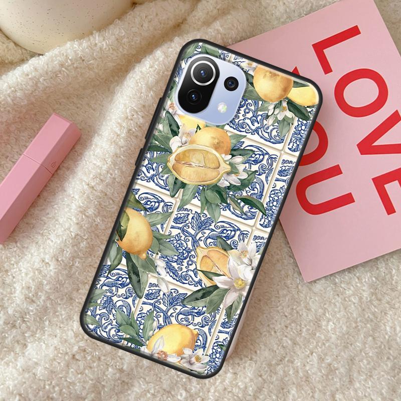 Mediterrane Zitrone Hülle für POCO X5 X3 X4 F5 Pro F3 F4 GT C40 M5s Handyhülle für Xiaomi 13 11T 12T Pro 12 Lite