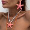 Ingemark Boho Colorful Metal Oil Drop Big Starfish Pendant Rope Chain Necklace Stud Earrings for Women Summer Y2K Jewelry Set