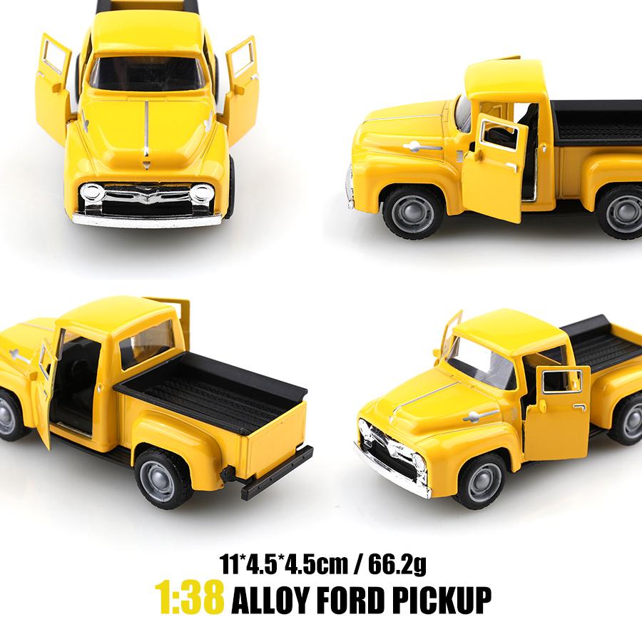 1:38 Classical Retro F100 Pickup, Alloy Model Car, Multiple Color, Children Metal Car, Boy's Toy Gift, Car Ornaments
