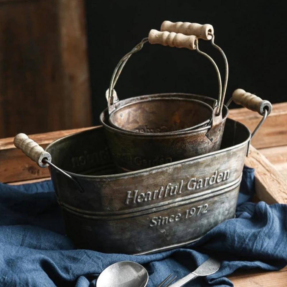 1 STK Metall Aufbewahrungskorb Eisen Vintage Aufbewahrungsbox Blumentopf Blumen Backkorb Aufbewahrung Deko Obstkorb Metall Aufbewahrungskorb