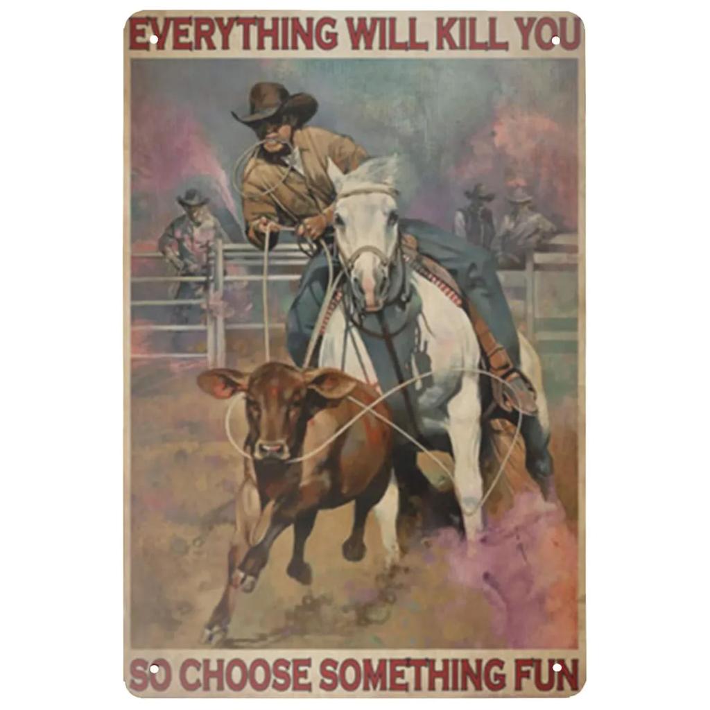Wild West Cowboys Vintage Metal Tin Signs Wall Decor for Home Garden Garage Man Cave Bars Cafe Clubs Retro Posters Plaque