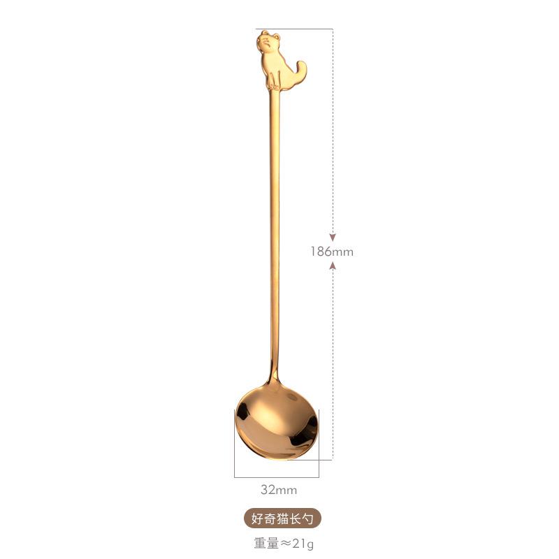 Creative Stainless Steel Tableware Cute Cat Dessert Spoon Fork Coffee Stirring Spoon Fruit Fork Mug Spoon Fork