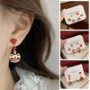 Cartoon Awakened Lion Earrings Tassel Bell Ear Studs Lion Dance Earrings Set  Ear Accessories
