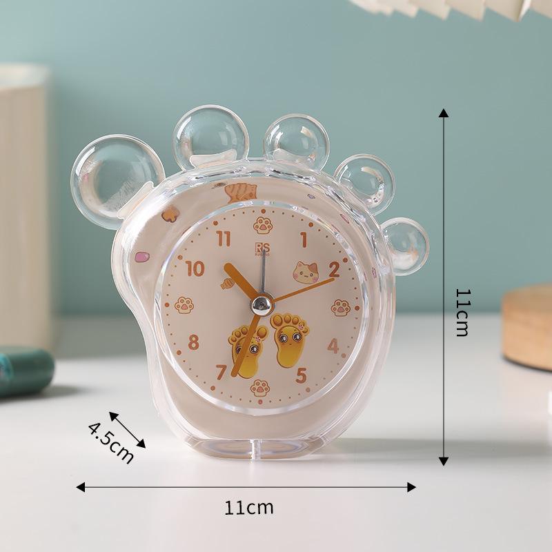 Cartoon Foot Small Alarm Clock Silently Walking Seconds Digital Hand with Lights Wake Up Clock Student Alarm Clock