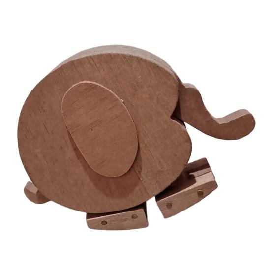 

Handmade Walking Wooden Animal Figurine Educational Rabbit Elephant Turtle Statue Funny Mechanical Kinetic Walking Sculpture for Girls Boys Elephant