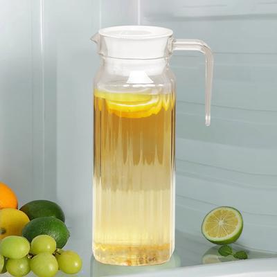 Cold Water Pitcher 1.1L Large Capacity Transparent Drink Dispenser Seal Pitcher with Lid Spout Lemonade Juice Beverage Jar for Hot Cold Drinks