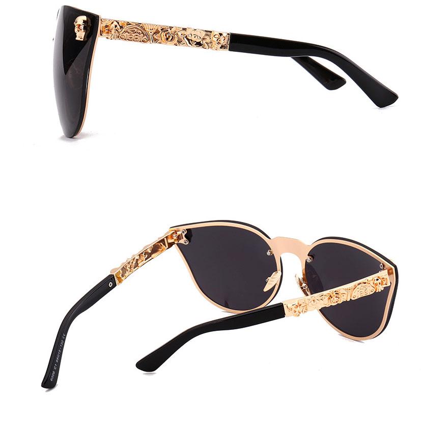 Vintage Rimless Cat Eye Sunglasses Women Men Luxury Designer Sun Glass Mirror Coating Relief Skeleton