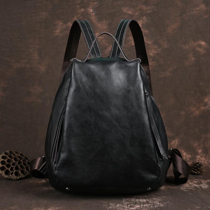 Zaino Monocolore in Vera Pelle Johnature Vintage Vera Pelle di Mucca Borsa da Donna Grande Capacità Semplici Zaini da Viaggio