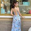 17/5000 Women's Summer Print Sexy Backless Lace Halter Dress