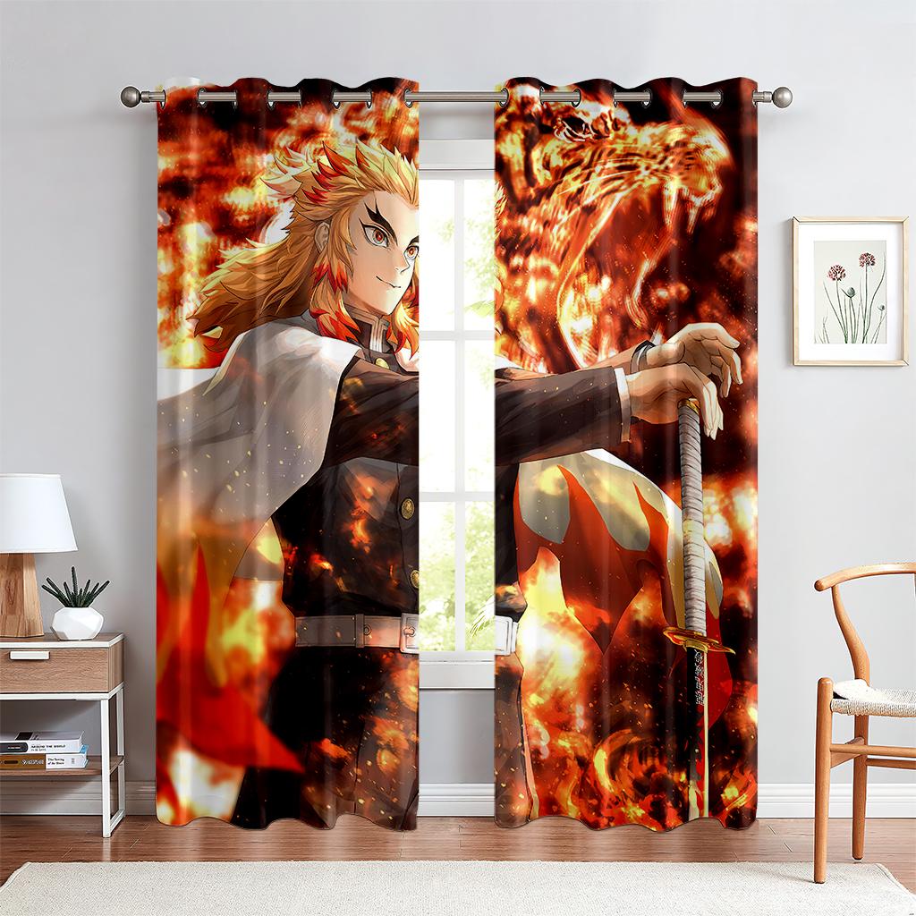 3D Cartoon Anime Character Curtains Children's Favorite Bedroom Decor Anime Curtains 2 Panels Boy Girl Room Den Window Decor