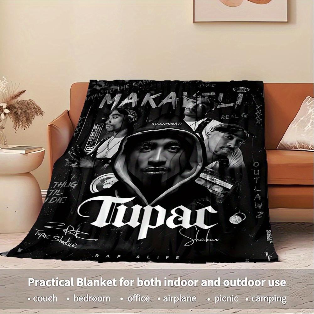 1pc Rap,Legend,Hip Hop Print Flannel Blanket Suitable for All Seasons, Perfect for Home, Travel, or Camping 48