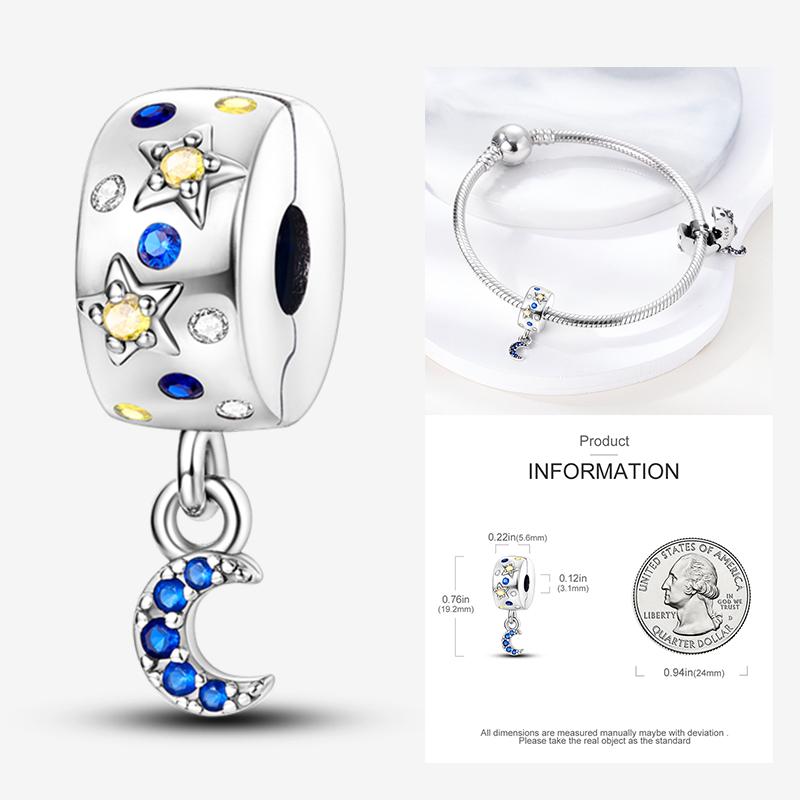 New In Star Moon Sun Series Charm Beads Fit Pandach Original Bracelet Women Copper Pendant Bead Jewelry Gift