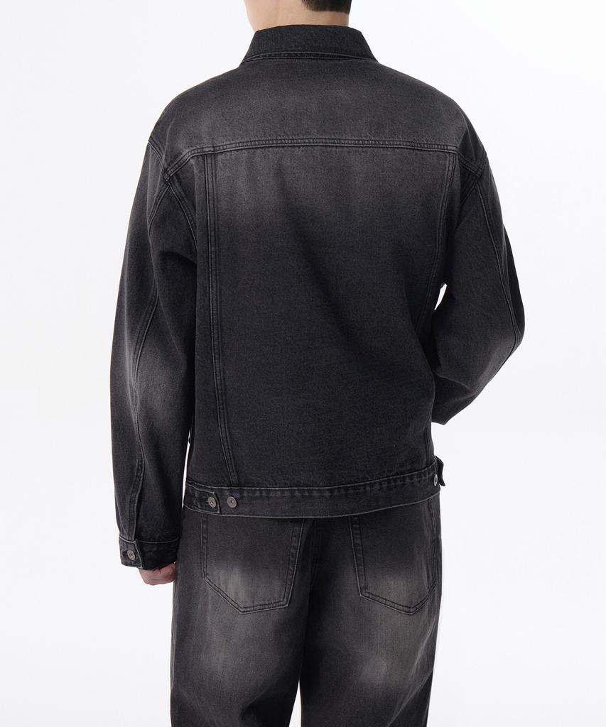 Musinsa Standard Big Brush Relaxed Denim Trucker Jacket [Black]