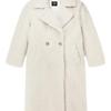 UGG Gertrude Long Teddy Coat Solid Color Lapel Double-Breasted Fitted Long Sleeve Mid-Length Coat Women coats White 1120631-WHITE